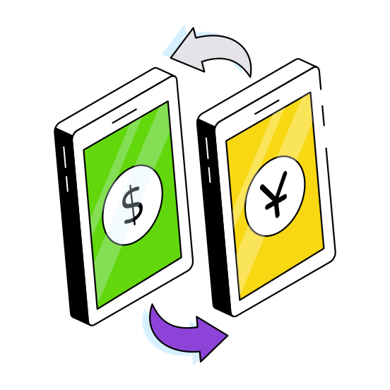 Currency Exchange, Money Exchange, Financial Exchange, Forex, Currency Conversion illustration