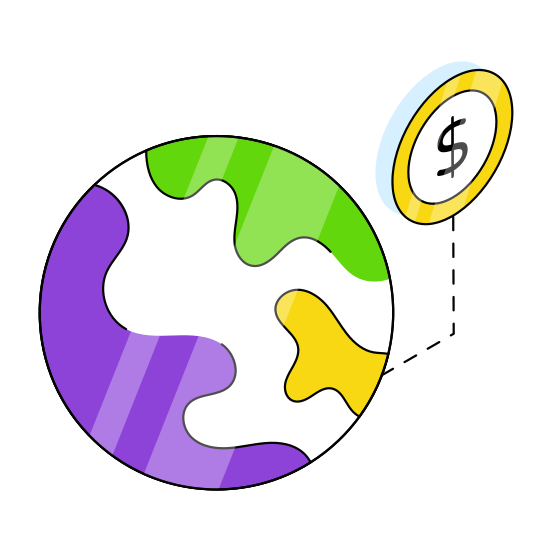 Global Money, Global Economy, Global Investment, Global Currency, Worldwide Investment illustration