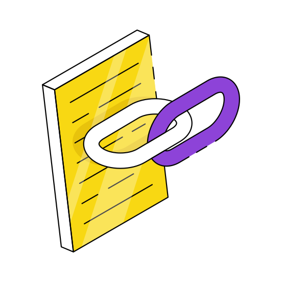 Linked Document, Linked Doc, Archive, File, Data  illustration