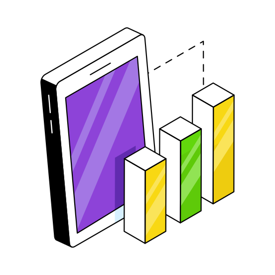 Mobile Data Analytics, Infographic, Statistics, Online Chart, Mobile Graph  illustration