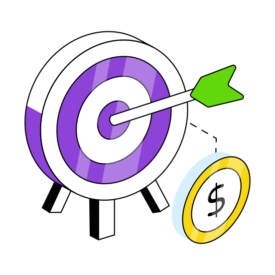 Money Target, Dollar Target, Financial Target, Money Goal, Cash Target illustration