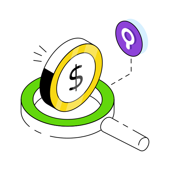 Search Dollar, Find Dollar, Look Dollar, Research Dollar, Explore Dollar  illustration