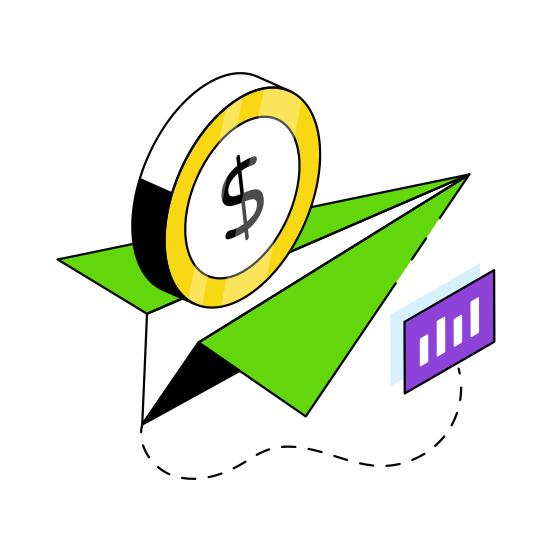 Send Money, Financial Message, Send Message, Paper Plane, Business Message  illustration