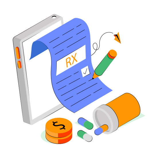 Prescription Writing, Medical Report, Rx, Medical Instruction, Medical Recommendation illustration