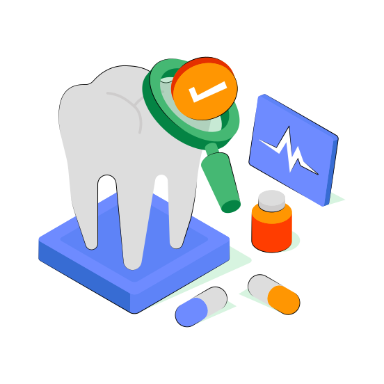 Search Tooth, Find Tooth, Tooth Analysis, Dental Research, Dental Analysis,  illustration