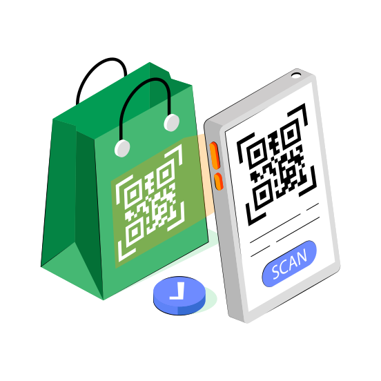 Mobile Barcode Scan, Smartphone Barcode Scan, Phone Barcode Scan, Cellphone Barcode Scan, Cell Barcode Scan illustration