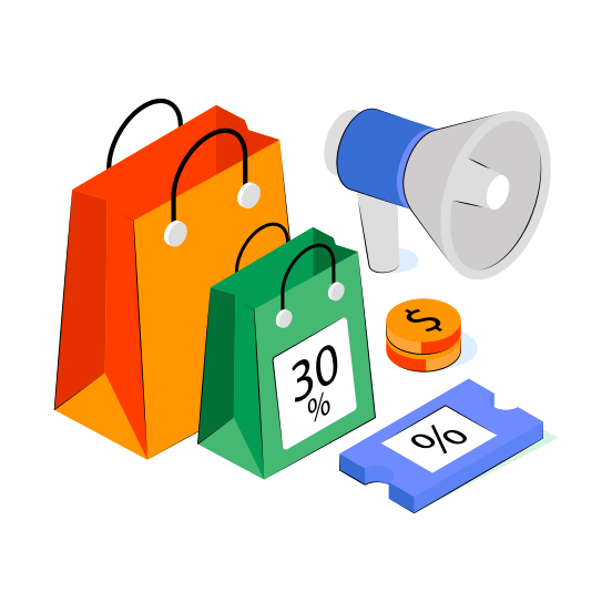 Shopping Marketing, Shopping Sale Promotion, Shopping Publicity, Shopping Advertisement, Shopping Announcement  illustration