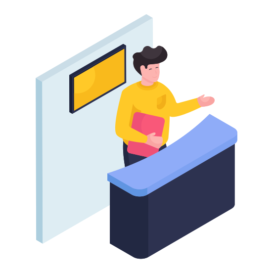 Airport Reception, Reception Desk, Info Table, Info Desk, Front Desk illustration