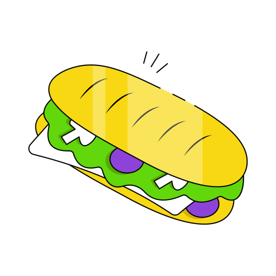 Baguette Sandwich, Lunch Snack, Fast Food, Junk Food, Food illustration