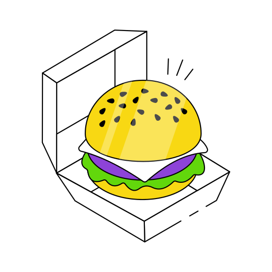 Burger Box, Fast Food, Junk Food, Edible, Cheeseburger,  illustration