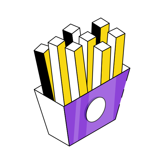 Fries Packet, Fries Pack, Fast Food, Junk Food, Potato Fries illustration