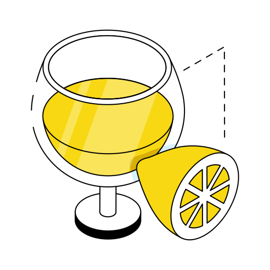 Lemonade, Lemon Drink, Drink Glass, Cocktail, Juice, illustration