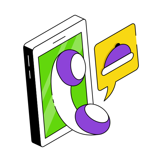 Mobile Food Call, Food Communication, Food Conversation, Phone Chat, Teleconversation  illustration