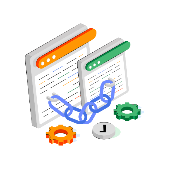 Linked Website, Online Linkage, Hyperlink, Chainlink, Linked Webpage  illustration