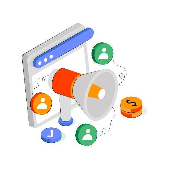 Online Announcement, Web Marketing, Digital Marketing, Online Campaign, Internet Marketing  illustration