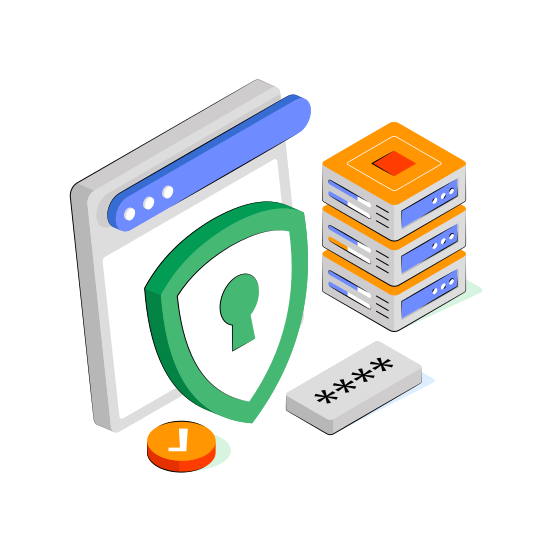 Website Security, Website Protection, Encrypted Website, Web Safety, Web Security illustration