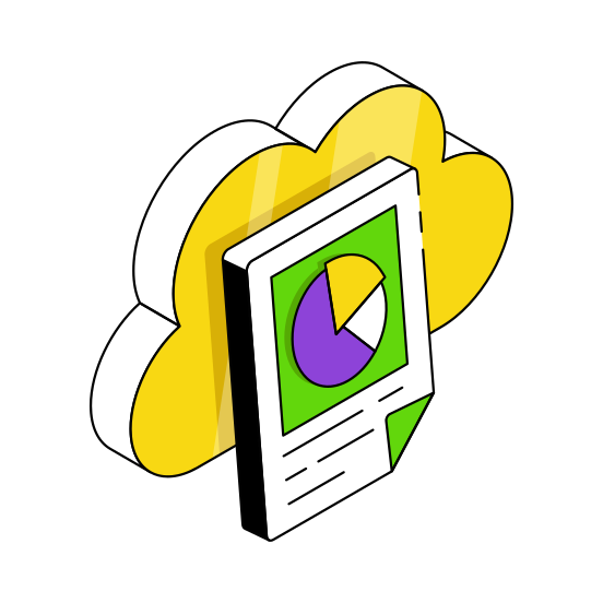 Cloud Business Report, Business Graph, Statistics Report, Cloud Technology, Cloud Computing  illustration