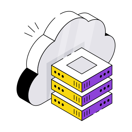 Cloud Server, Cloud Dataserver, Cloud Database, Cloud Technology, Cloud Computing  illustration