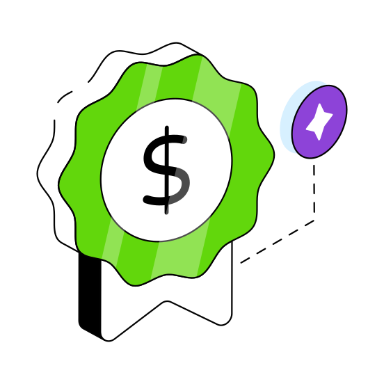 Dollar Badge, Money Badge, Cash Badge, Financial Badge, Ribbon Badge,  illustration