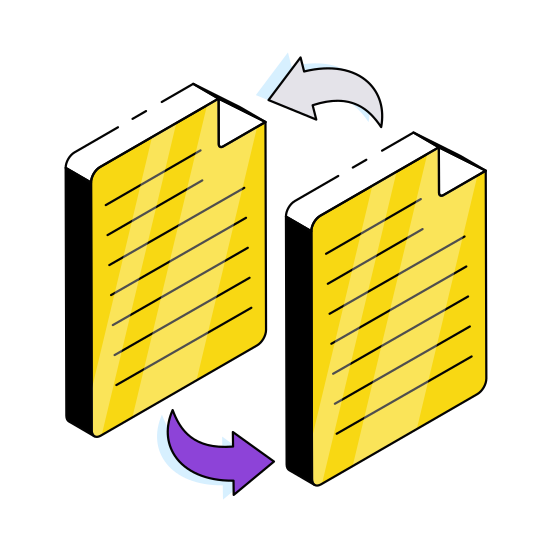 File Exchange, File Transfer, File Transmission, Document Exchange, Document Transfer  illustration