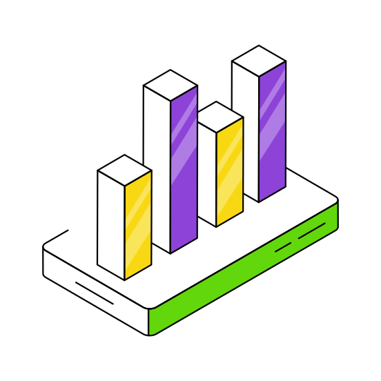 Mobile Bar Chart, Infographic, Statistics, Online Chart, Mobile Graph  illustration