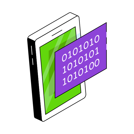 Mobile Binary Data, Mobile Binary Code, Digital Code, Coding File, Numeric Code,  illustration