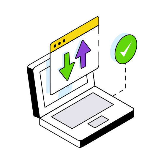 Online Data Transfer, Data Exchange, Data Transmission, Data Synchronization, Data Movement  illustration