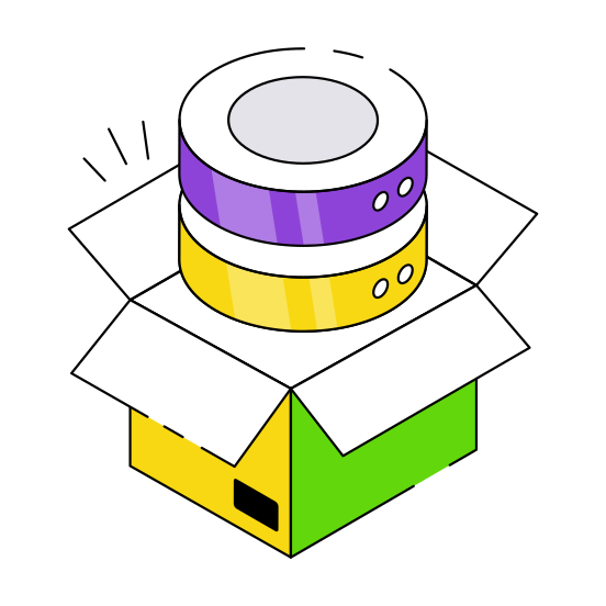 Server Parcel, Server Package, Database Parcel, Database Package, Server Box illustration