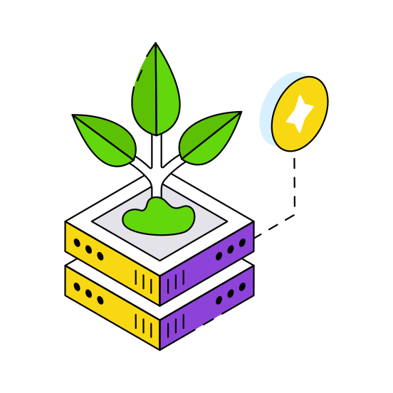 Server Plant, Dataserver, Database, Server Growth, Server Rack illustration