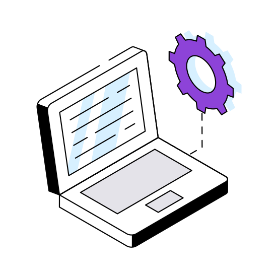 System Setting, System Configuration, System Development, System Management, Laptop Development  illustration
