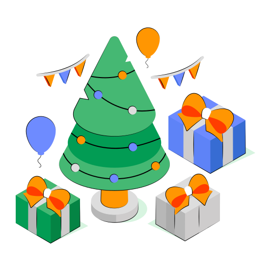 Christmas Tree, Christmas Celebration, Xmas Celebration, Gifts, Presents  illustration