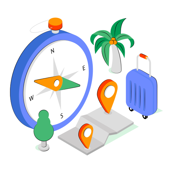 Compass, Windrose, Magnetic Tool, Travel Orientation, Direction Tool illustration