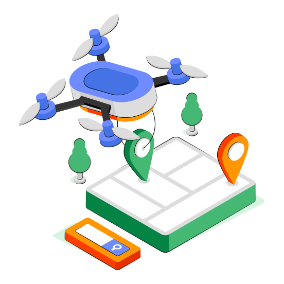 Drone Location, Drone Direction, Quadcopter Location, Gps, Navigation  illustration