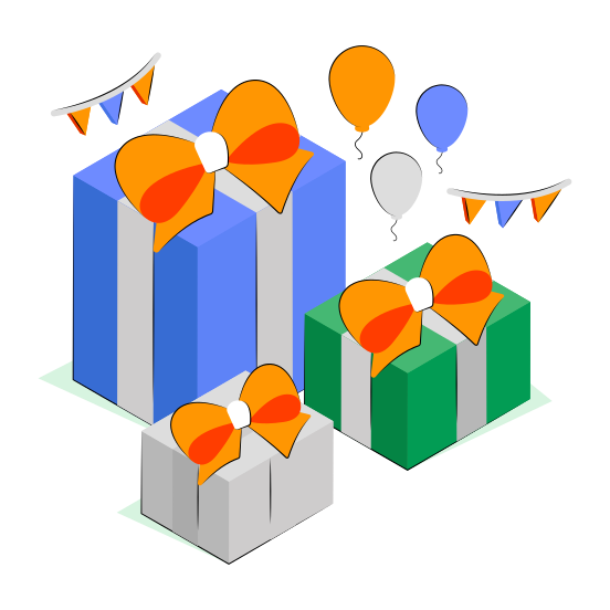 Gift Boxes, Cartons, Wrapped Packages, Presents, Surprise,  illustration