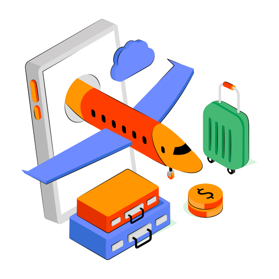 Mobile Flight Booking, Online Booking, Air Travel, Flight Booking App, Phone Travel Application, illustration