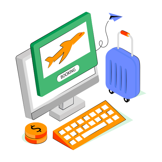 Online Flight Booking, Online Booking, Air Travel, Flight Booking Website, Travel Website, illustration