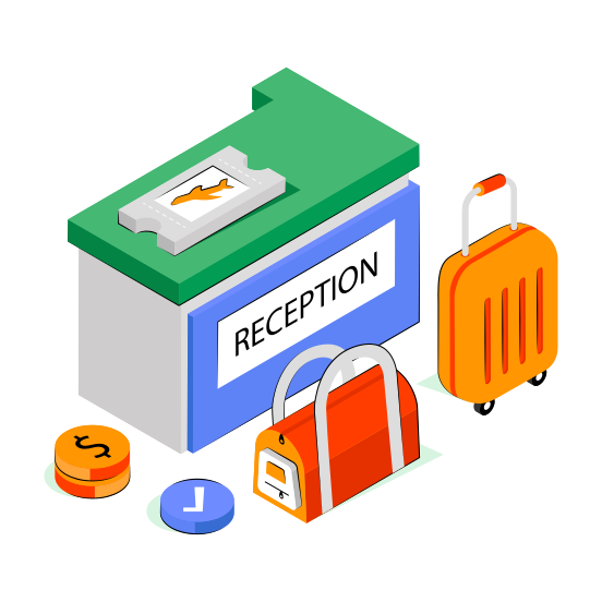 Reception Table, Reception Desk, Info Table, Info Desk, Front Desk illustration