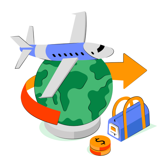 World Tour, World Travel, Travel Round The World, Global Travel, Global Flight  illustration