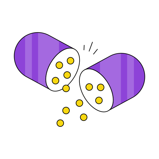 Medicine, Drug, Lozenge, Open Pill, Capsule  illustration