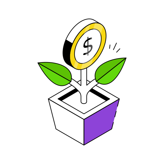 Dollar Plant, Money Plant, Money Growth, Financial Growth, Investment Growth illustration