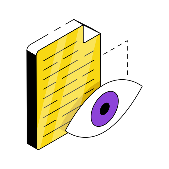 File Monitoring, File Inspection, File Visualization, Document Monitoring, Document Inspection,  illustration