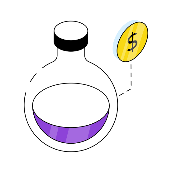 Financial Chemistry, Financial Flask, Financial Experiment, Dollar Lab, Financial Lab illustration