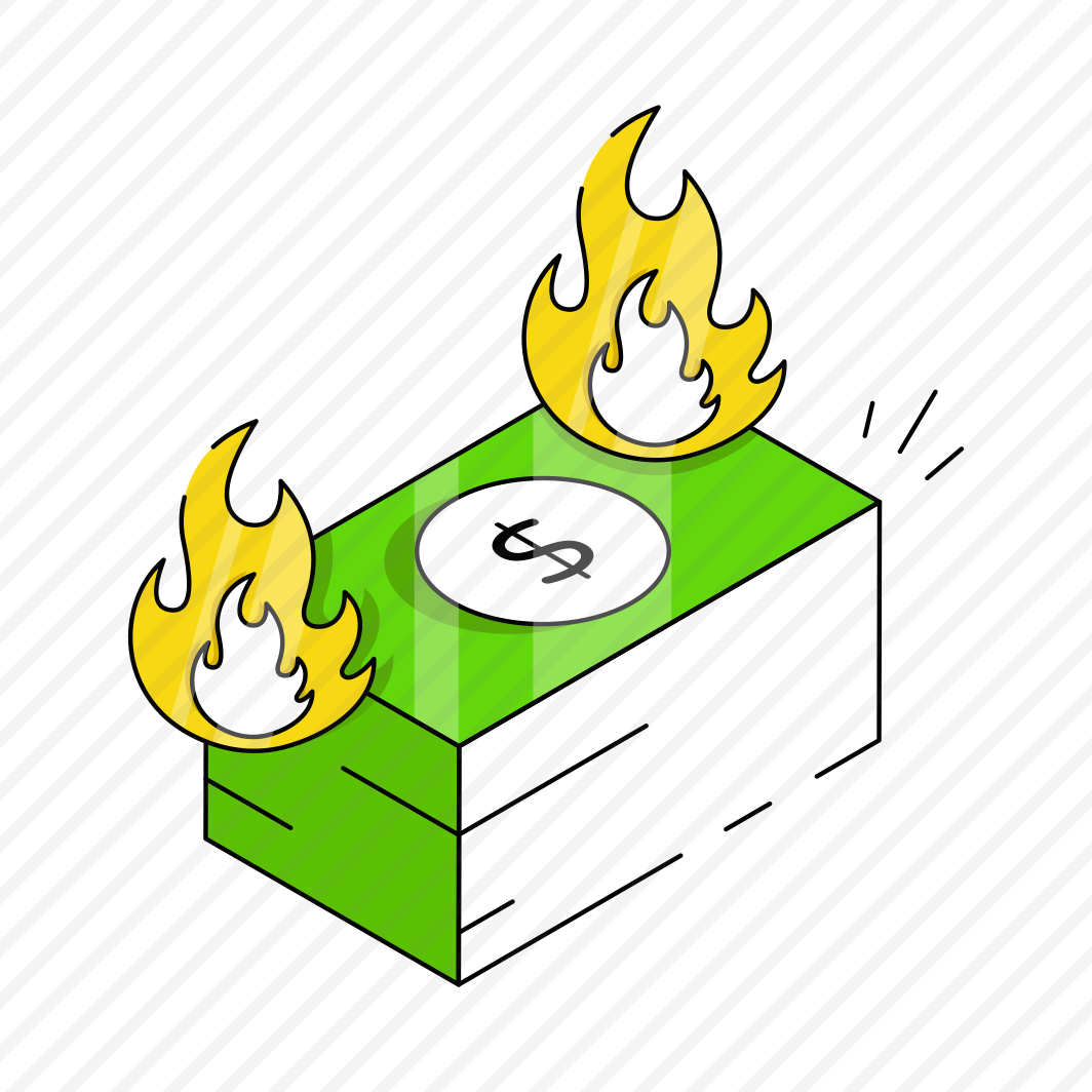 Money Burning, Money Combustion, Financial Burning, Dollar Burning, Banknotes  preview