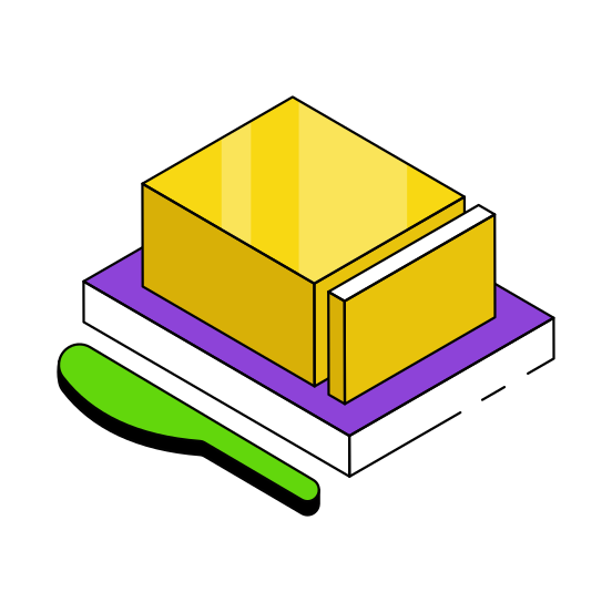 Cheese Block, Butter Block, Dairy Product, Food, Edible  illustration
