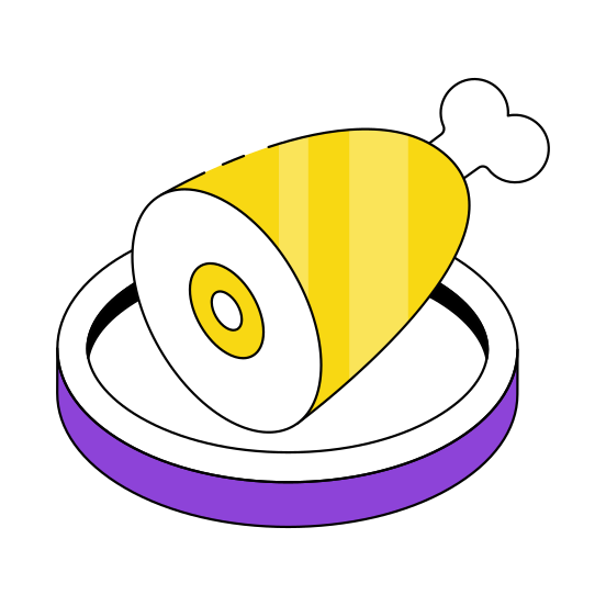 Drumstick, Ham, Fast Food, Junk Meal, Edible  illustration