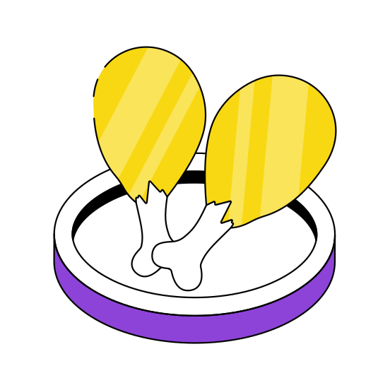 Drumsticks, Chicken Pieces, Leg Pieces, Spicy Food, Edible illustration