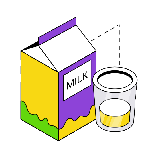 Milk Pack, Tetra Pack, Milk Package, Milk Carton, Takeaway Package  illustration