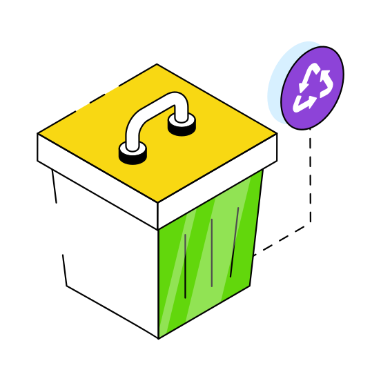 Recycle Bin, Wastebin, Dustbin, Garbage Can, Trash Bin illustration