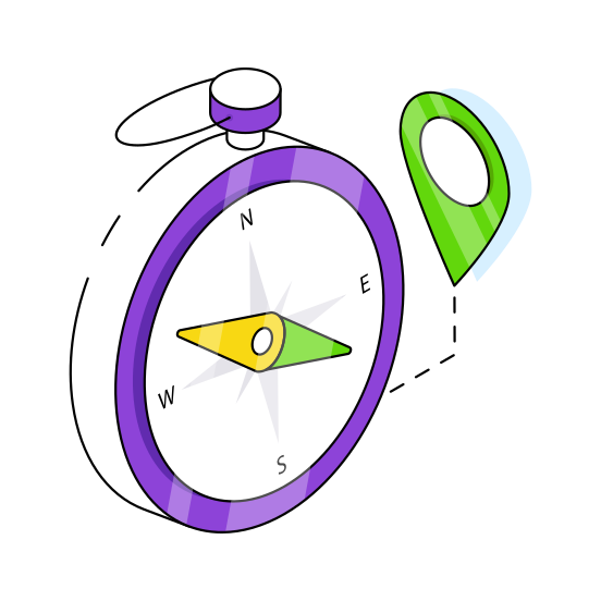 Compass, Windrose, Magnetic Tool, Orientation, Direction Tool illustration