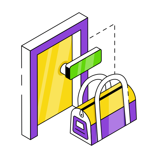 Hotel Room, Hotel Check In, Baggage, Luggage, Hotel Entrance  illustration